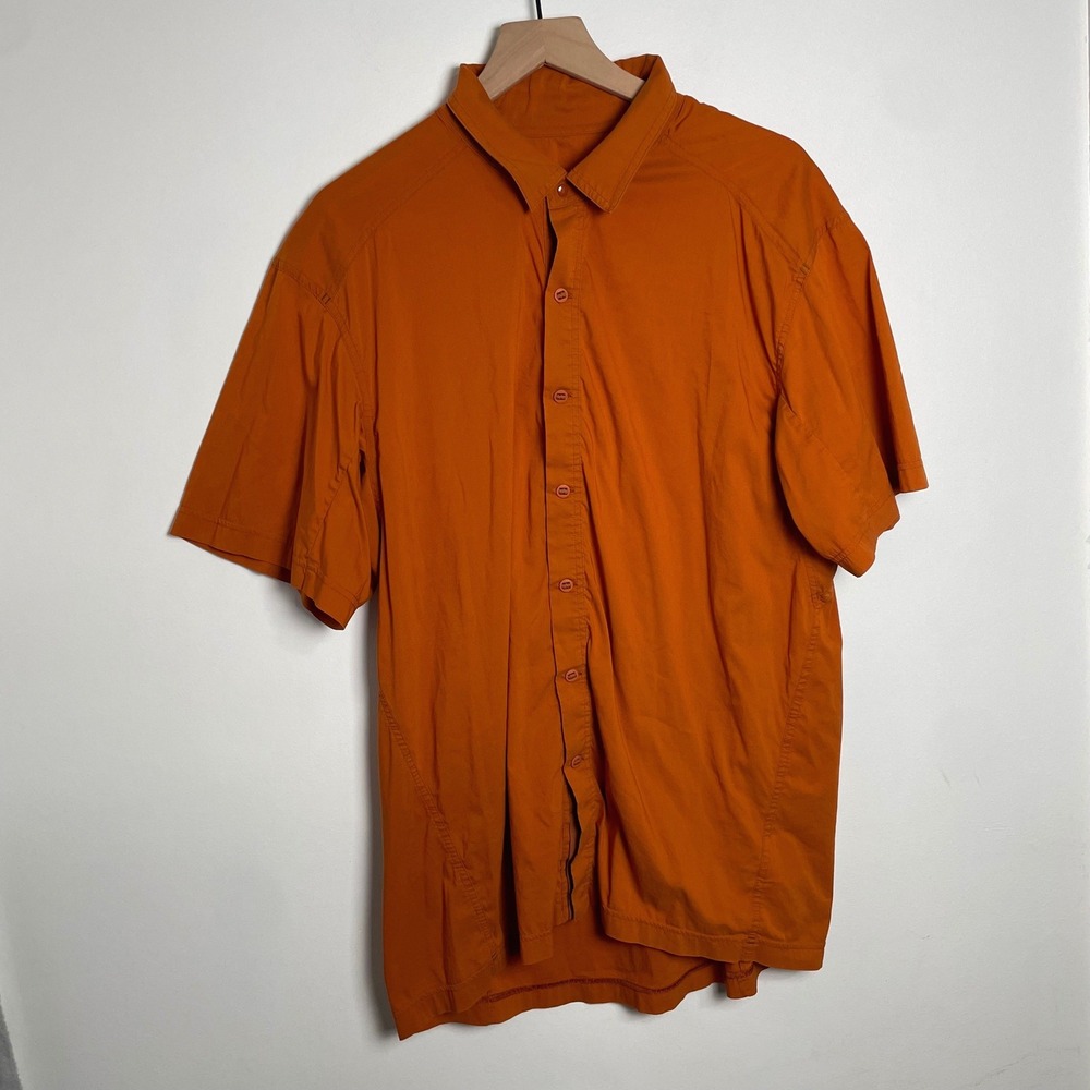 Arcteryx Button Up Shirt Mens XL Orange Short Sleeve Hiking Techwear Gorpcore